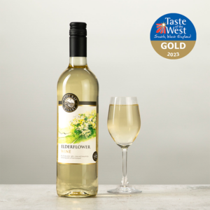 Elderflower wine with TOTW gold badge