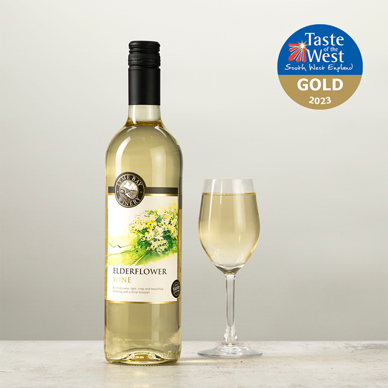Elderflower wine with TOTW gold badge