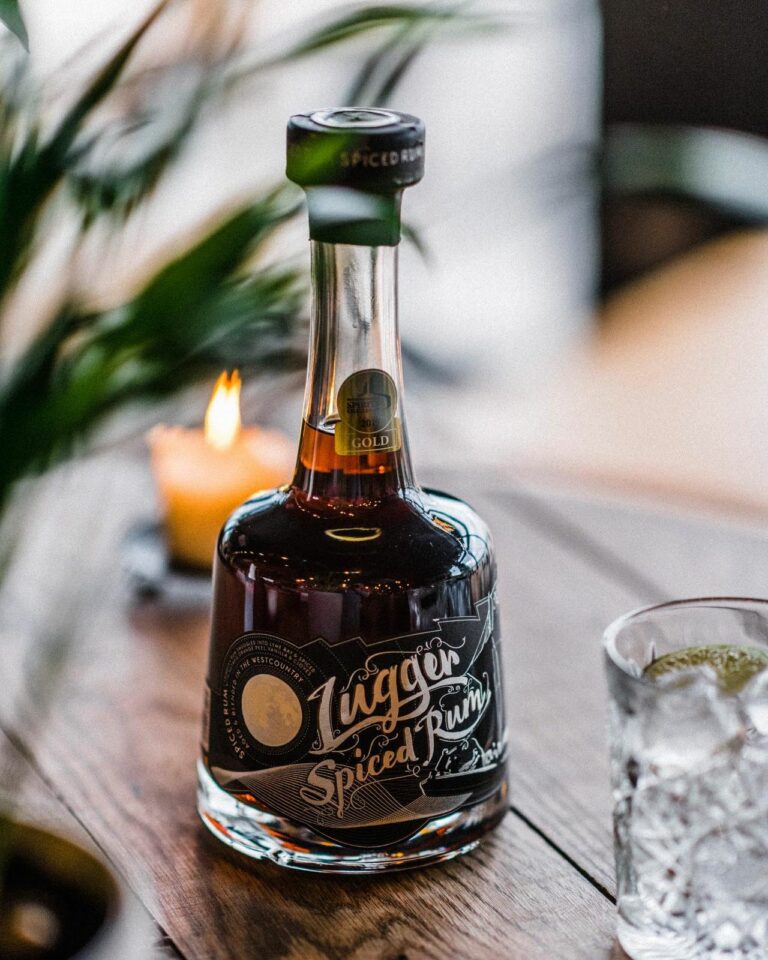 lugger rum bottle on a table