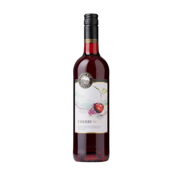 Front of a bottle of Cherry Wine