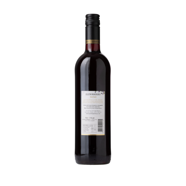 Back of a bottle of elderberry wine