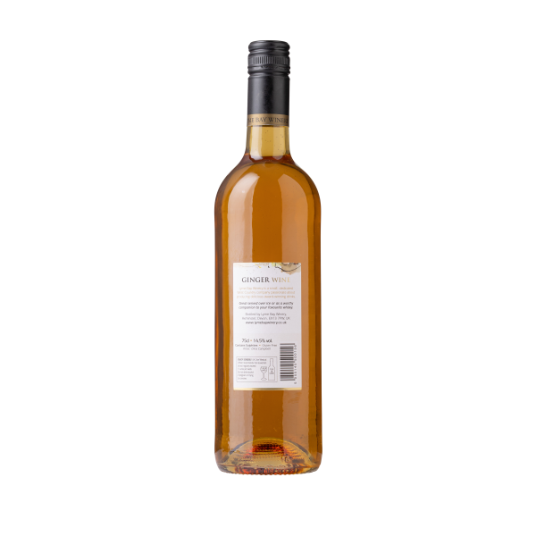 Back of a bottle of Ginger wine