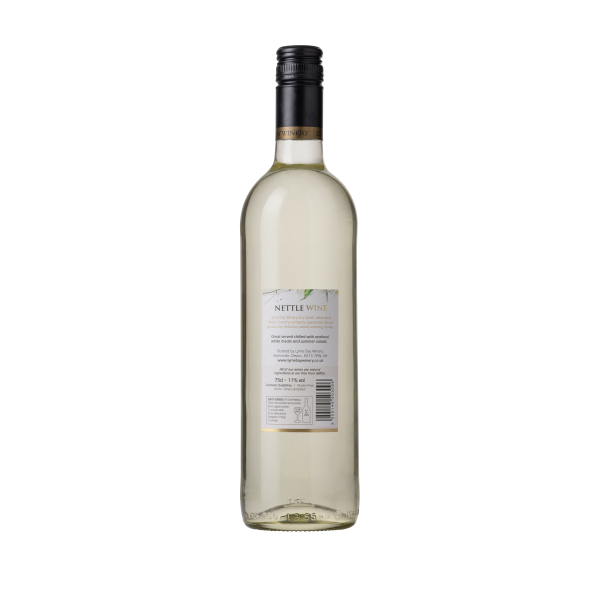 Back of a bottle of nettle wine