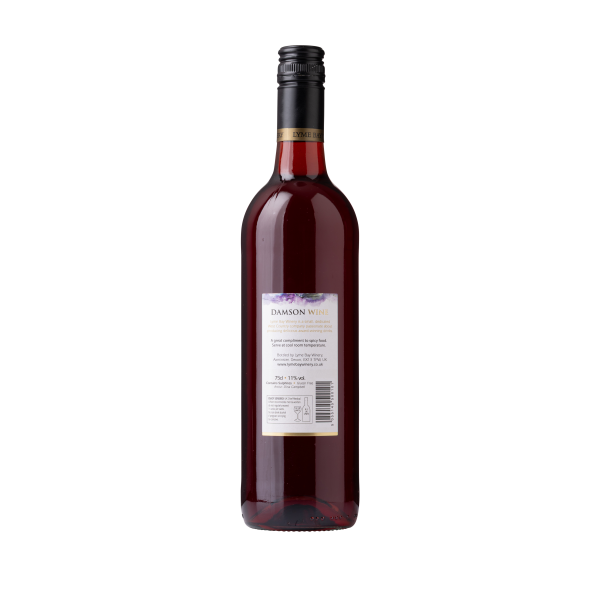 back of a bottle of damson wine