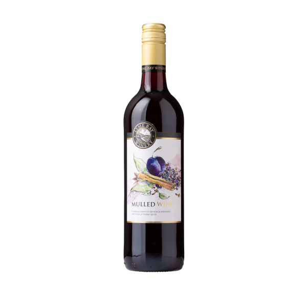 Front of a mulled wine bottle
