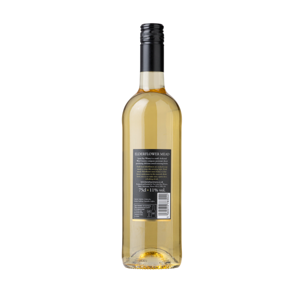 Back of a bottle of elderflower mead
