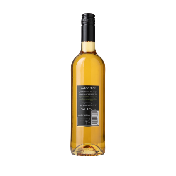 Back of a bottle of Garden mead