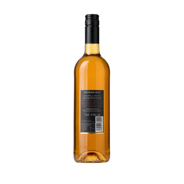 Rhubarb Mead bottle from the back