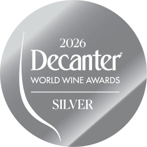 2026 Decanter World Wine Awards silver medal badge in grey with white text.